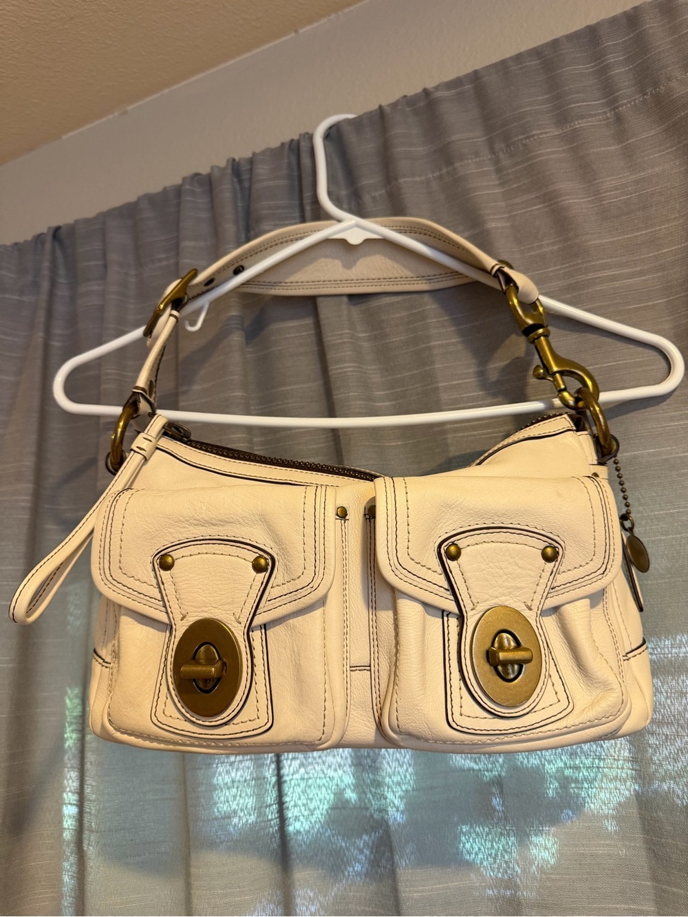 Coach White 65th Anniversary Legacy Leather Double-Front Pocket Shoulder Bag